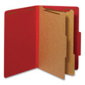 Heavy-Duty Pressboard Classification Folder, 2/5-Cut Tab, Expands 2.5", 2 Divider, 6 Fastener, Legal Size, Bright Red, 10/Box