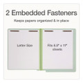 Colored Pressboard End Tab Fastener Folders, Straight Tab, Expands 1", 2 Fasteners, Letter Size, Light Green, 25/Box