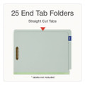 Colored Pressboard End Tab Fastener Folders, Straight Tab, Expands 2", 2 Fasteners, Letter Size, Light Green, 25/Box