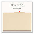 Manila Top Tab Classification Folders, 2/5-Cut Tab, Expands 1.75", 1 Divider, 4 Fasteners, Legal Size, Manila, 10/Box