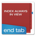 Heavy-Duty Pressboard End Tab Classification Folders, Expands 2.5", 2 Dividers, 6 Fasteners, Letter Size, Red, 10/Box