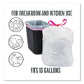 Drawstring Tall Kitchen Trash Bags, 13 gal, 28" x 24", White, 50/Box