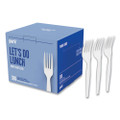 Eco-ID Mediumweight Compostable Cutlery, Fork, Plastic, White, 300/Pack