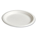 PFAS-Free Compostable Bagasse Plates, Sugarcane, 9" dia, White, 250/Pack