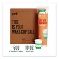 Paper Hot Cups, 10 oz, White/Teal, 500/Carton