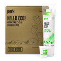 Eco-ID Compostable Paper Hot Cups, 12 oz, White/Green, 500/Carton