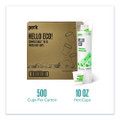 Eco-ID Compostable Paper Hot Cups, 10 oz, White/Green, 500/Carton
