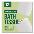 Eco Recycled Toilet Paper, Septic Safe, 2-Ply, White, 240 Sheets/Roll, 12 Rolls/Pack