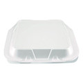 Foam Hinged Lid Containers, 9 x 9 x 3, White, Foam, 200/Carton