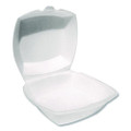 Foam Hinged Lid Containers, 6 x 6 x 3, White, Foam, 500/Carton