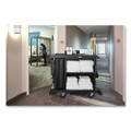 Compact Housekeeping Cart?, Plastic, 3 Shelves 1 Bin, 23 x 53.12 x 19.1, Black
