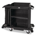 Compact Housekeeping Cart?, Plastic, 3 Shelves 1 Bin, 23 x 53.12 x 19.1, Black