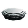 Creative Carryouts OctaView Hinged Lid Containers, 9.13 x 9.55 x 2.38, Black/Clear, Plastic, 100/Carton