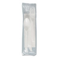 Regal Mediumweight Cutlery Kit, Individually Wrapped, Fork/Knife/Napkin/Spoon, Plastic, White, 250/Carton