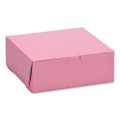 Pink One-Piece Non-Window Bakery Box, 8 x 8 x 3, Pink, Paper, 250/Carton