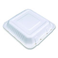 ChampWare Molded-Fiber Clamshell Containers, 9 x 9 x 3, White, 100/Sleeve, 2 Sleeves/Carton
