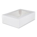 White Window Bakery Boxes with Tuck-in Lid, 10 x 14 x 4, White, Paper, 100/Carton