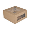 Kraft Window Bakery Boxes, 8 x 8 x 4, Brown, Paper, 150/Carton
