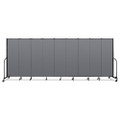 Portable Room Divider, 16 ft 9" x 0.75" x 6 ft, Vinyl/Fiberglass/Steel, Gray