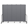 Portable Room Divider, 9 ft 5" x 0.75" x 7 ft 4", Vinyl/Fiberglass/Steel, Gray