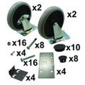 5-Inch Swivel and Rigid Plate Caster Kit with Hardware, Gray