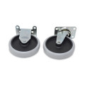 Replacement Plate Casters, (2) Rigid Mount Plate, (2) Swivel Mount Plate, 5" Soft Rubber Wheel, Gray, 4/Set