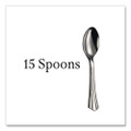Sterling Assorted Plastic Cutlery, Mediumweight, (20) Forks/(15) Knives/(15) Spoons, Plastic, Silver, 50/Pack