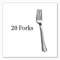 Sterling Assorted Plastic Cutlery, Mediumweight, (20) Forks/(15) Knives/(15) Spoons, Plastic, Silver, 50/Pack