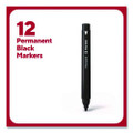 Permanent Marker, Pen-Style, Fine Bullet Tip, Black, Dozen