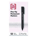 Permanent Marker, Pen-Style, Fine Bullet Tip, Black, Dozen