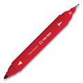 Permanent Marker, Pen-Style Twin-Tip, Extra-Fine/Fine Bullet/Needle Tips, Red, Dozen