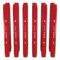 Permanent Marker, Pen-Style Twin-Tip, Extra-Fine/Fine Bullet/Needle Tips, Red, Dozen