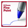 Rollerball Pen, Stick, Fine 0.5 mm, Blue Ink, Black/Blue/Clear Barrel, Dozen