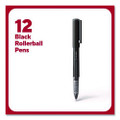 Rollerball Pen, Stick, Fine 0.5 mm, Black Ink, Black/Clear Barrel, Dozen