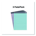 Notepads, Wide/Legal Rule, (50) Assorted Pastel Color 8.5 x 11 Sheets, 6/Pack