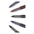 Rollerball Pen, Stick, Fine 0.5 mm, Blue Ink, Black/Blue/Clear Barrel, 3/Pack