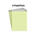 Notepads, Narrow Rule, (50) Canary Yellow 8.5 x 11 Sheets, 6/Pack