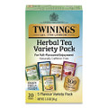 Caffeine-Free Herbal Tea Bags Variety Pack, Individually Wrapped, Four Flavors, 0.06 oz Tea Bag, 20/Box