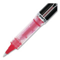 VISION ELITE Rollerball Pen, Stick, Micro 0.5 mm, Red Ink, Black/Red/Clear Barrel, Dozen