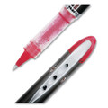 VISION ELITE Rollerball Pen, Stick, Micro 0.5 mm, Red Ink, Black/Red/Clear Barrel, Dozen
