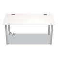 Essentials Writing Table-Desk with Integrated Power Management, 59.7" x 29.3" x 28.8", White/Aluminum