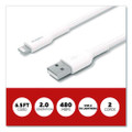 Lightning to USB-A Charging Cable, 6.6 ft, White, 2/Pack