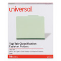 Six--section Pressboard Classification Folders, 2 Dividers, Letter Size, Green, 10/box