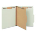 Four-section Pressboard Classification Folders, 1 Divider, Letter Size, Green, 10/box