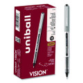 Vision Roller Ball Pen, Stick, Fine 0.7 Mm, Black Ink, Black/gray Barrel, Dozen