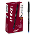 Onyx Roller Ball Pen, Stick, Fine 0.7 Mm, Blue Ink, Black Matte Barrel, Dozen