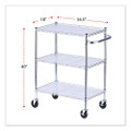 3-shelf Wire Cart With Liners, 34.5w X 18d X 40h, Silver, 600-lb Capacity