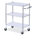 3-shelf Wire Cart With Liners, 34.5w X 18d X 40h, Silver, 600-lb Capacity