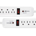 Surge Protector, 6 Outlets, 4 Ft Cord, 540 Joules, White, 2/pk