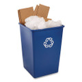 Recycling Container, Square, Plastic, 35 Gal, Blue